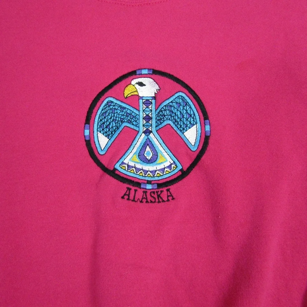 Vintage‎ Jerzees Sweatshirt Mens XL Alaska Thunder Bird Native Embroidered 90s